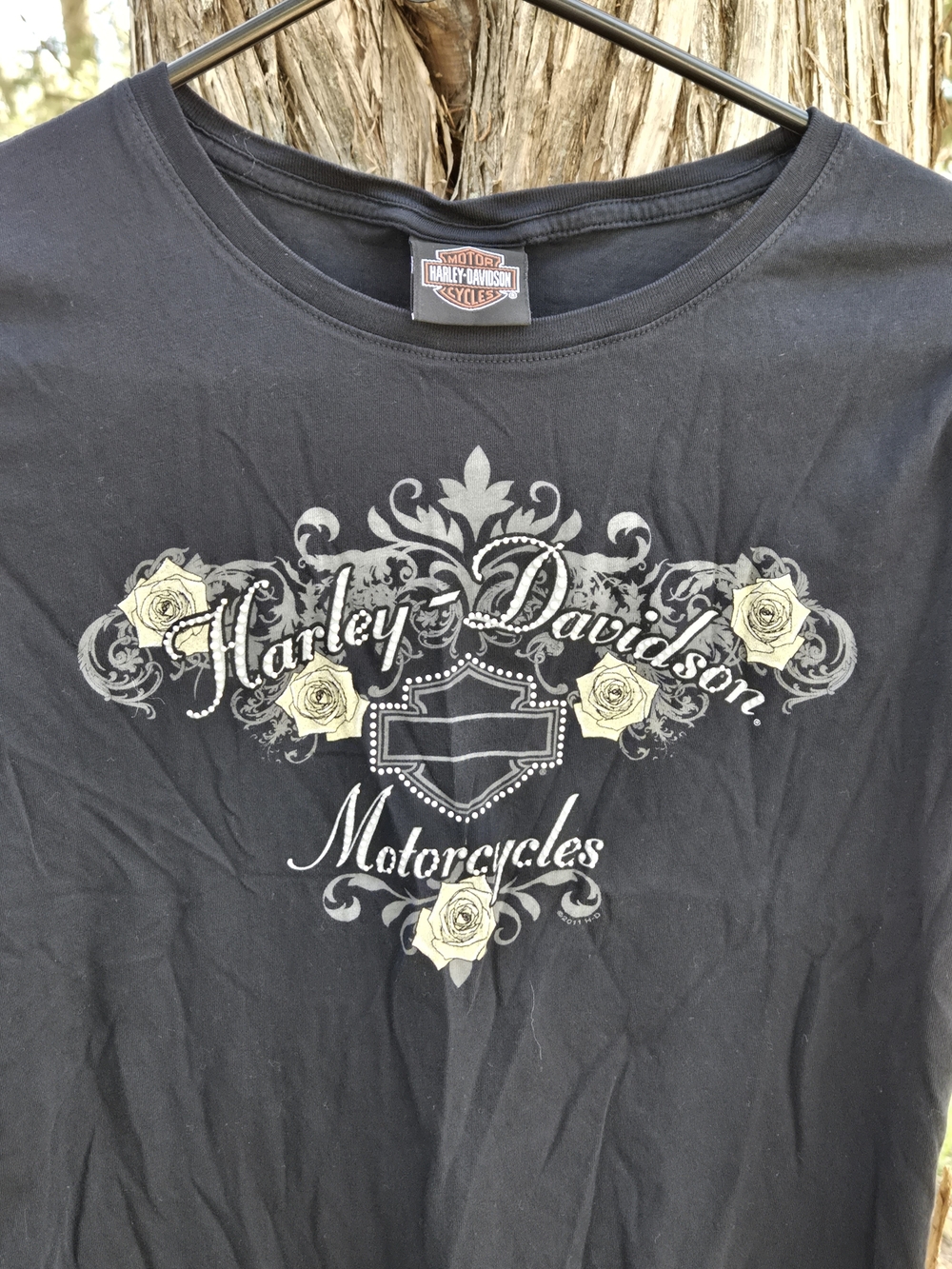 Harley-Davidson T-shirt Rhinestone-embellished logo and floral design Medium - Picture 2 of 8